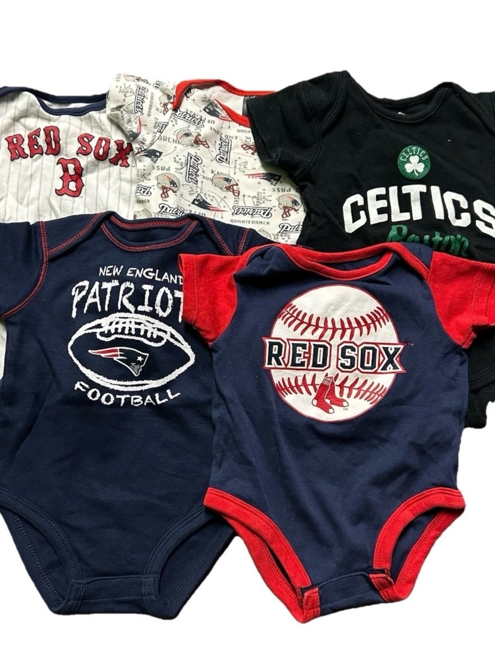 Baby Boston Bruins Celtics New England Patriots Bodysuit Bundle Size 6-9 Month